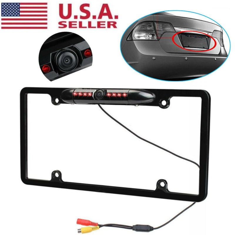 Car Rear View Backup Camera US License Plate Frame CMOS HD Night Vision 170° US