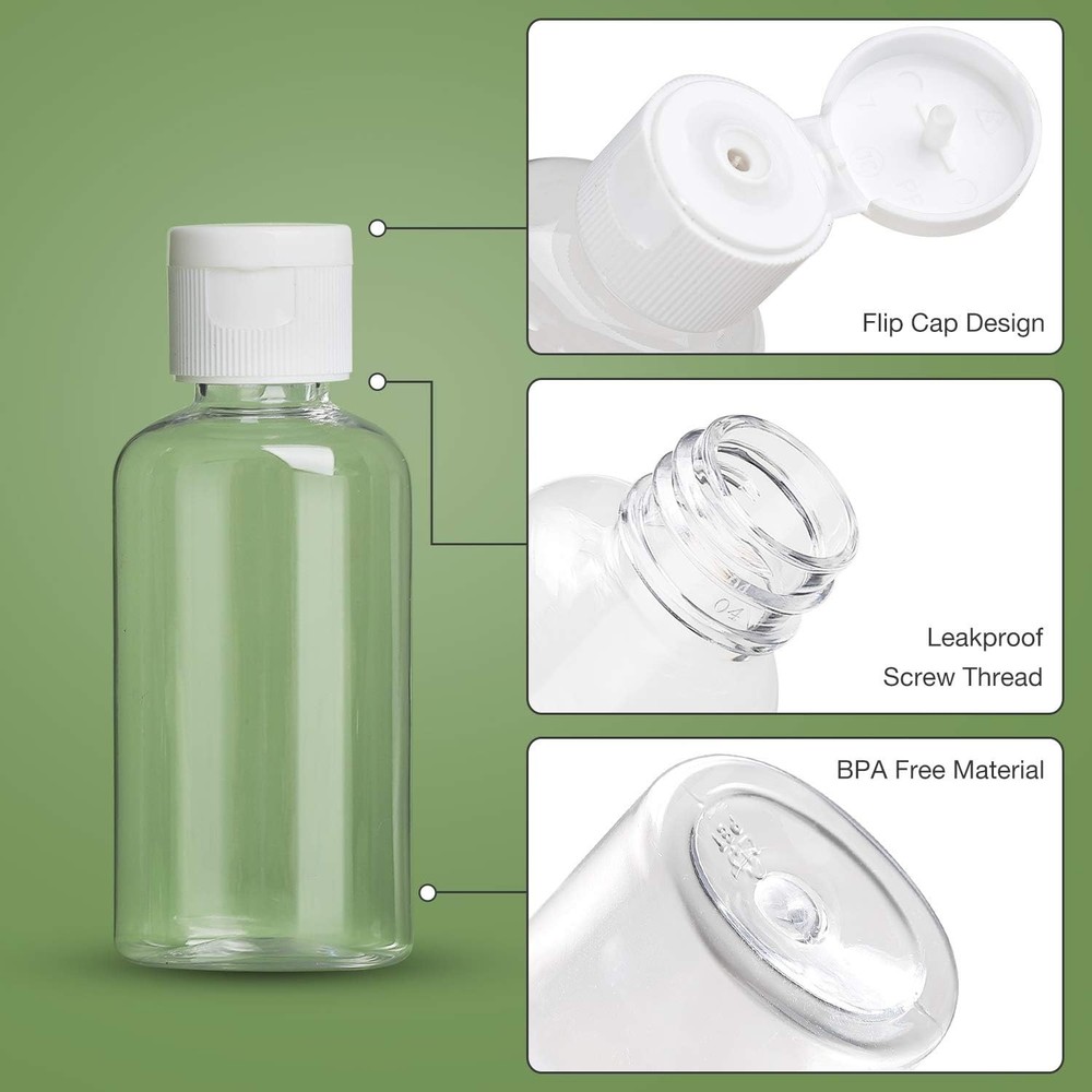 25 Pack 1.7oz/50ml Plastic Empty Bottles Clear Travel Containers 25,