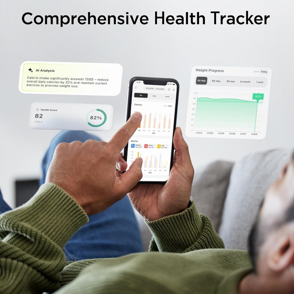 AI-Powered Smart Kitchen Scale - 22lb Capacity for Macro Tracking & Weight Loss