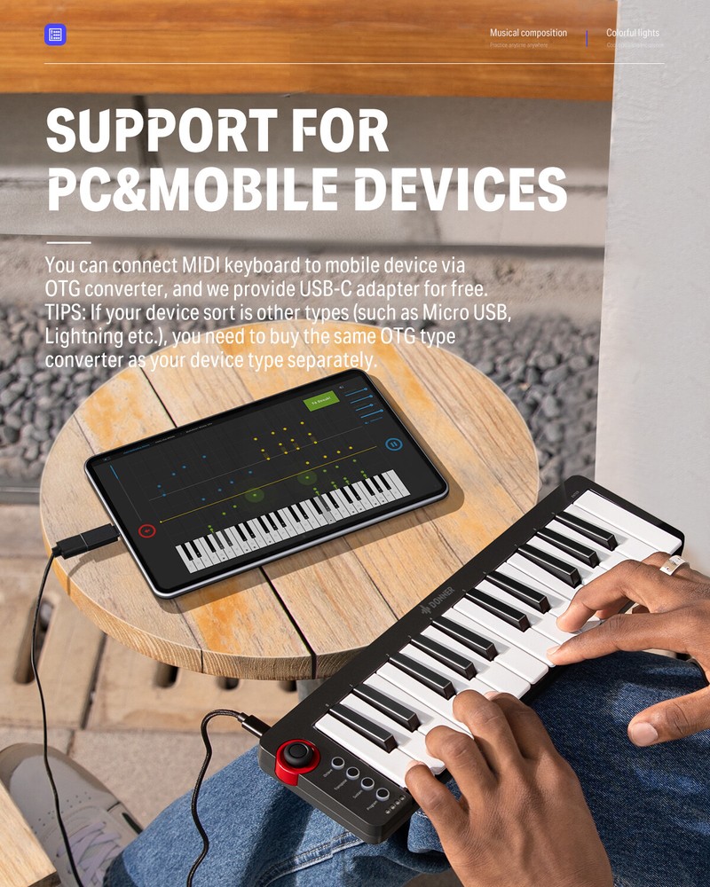 🎹Donner N-25 USB MIDI Keyboard Controller 25 Key With Screen Joystick Sequencer