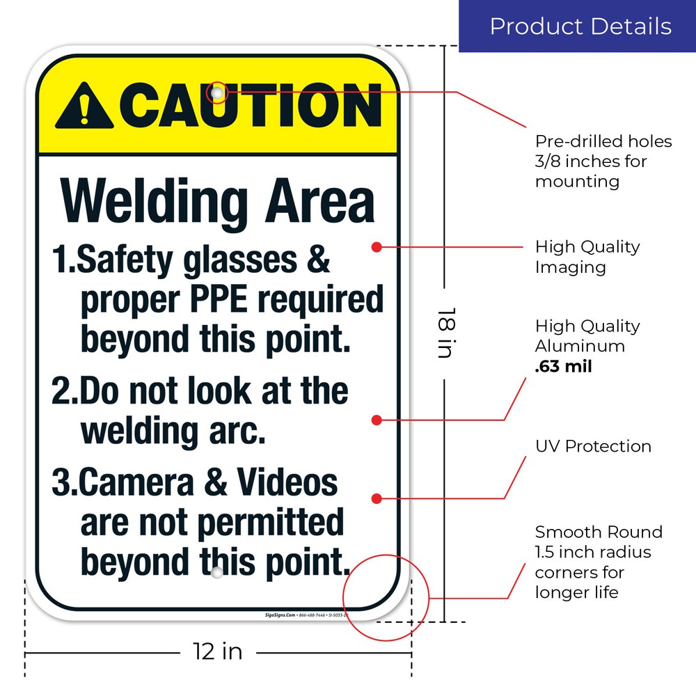 Welding Area Sign, ANSI Caution Sign,
