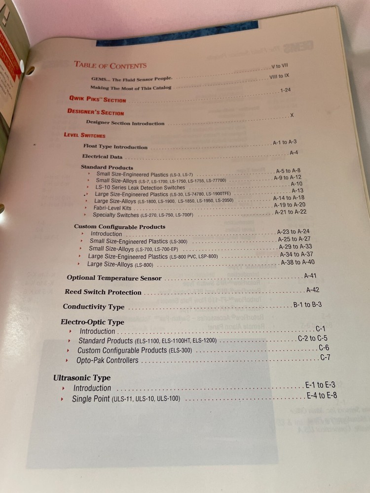 Gems 1998 Edition Level Flow PressureGe Sensors Catalog