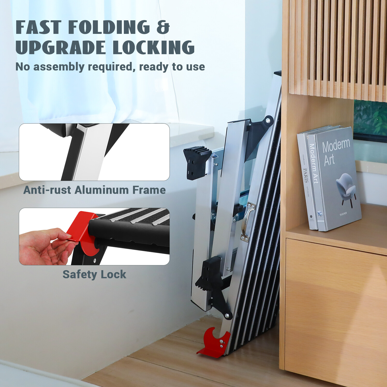 Work Platform Step Ladder Load 330LBS, Non-Slip Aluminum Portable Step Ladder