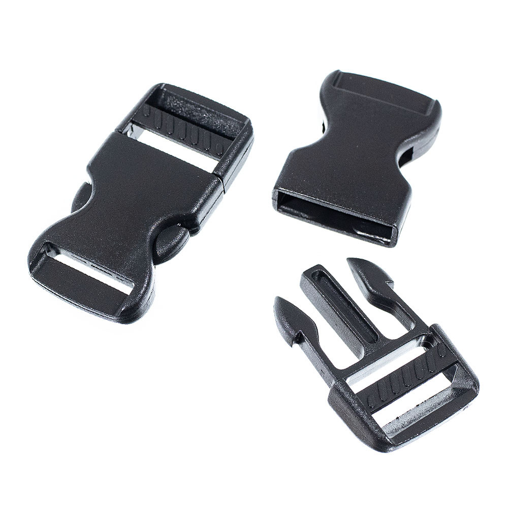 5 pack Plastic Buckle Backpack Straps Webbing - Black - 1 Inch & 3/4 Inch