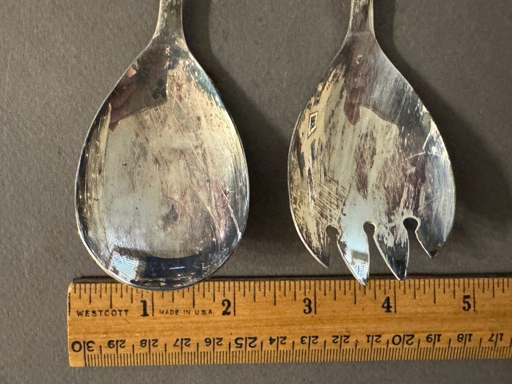 RAIMOND SHEFFIELD SILVERPLATE SALAD SERVING SET VINTAGE SPOON/FORK IN BOX