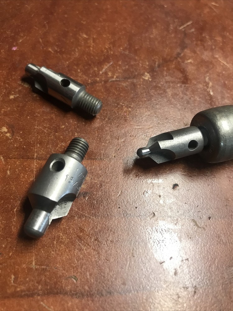 3x Used Threaded Countersink Pilot - Sheet Metal Tool - 3/8-1/2” With Handle