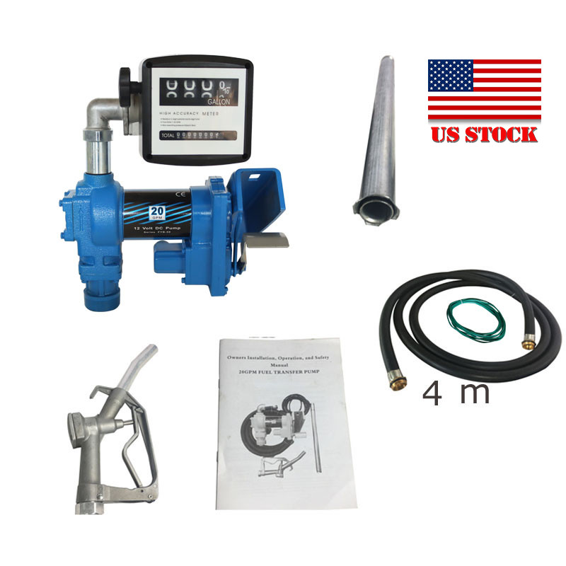 12V 20GPM Compact Anti-Explosive Fuel Transfer Pump w/ Hose, Nozzle & Display