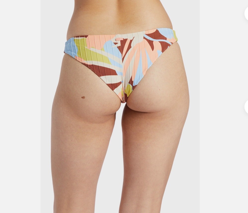 Roxy Floradelic Cheeky Bikini Bottom Size Large Brown NWT