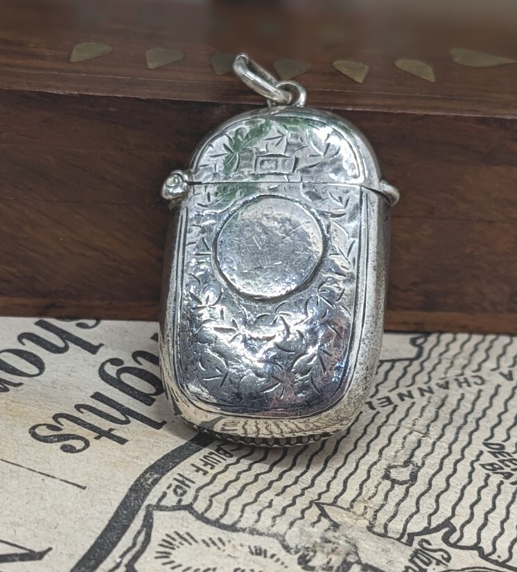 Antique Sterling Silver 1905  Small Vesta Striker Case