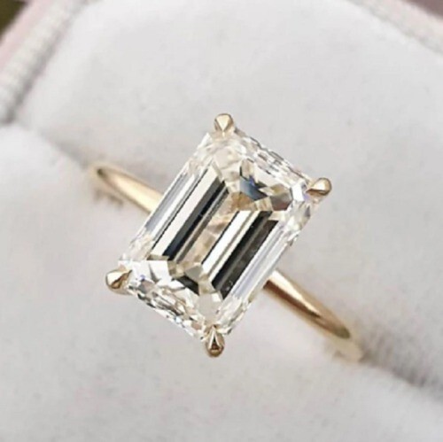 Emerald Cut Lab-Created 3.60 Ct Diamond Engagement Ring 14K Yellow Gold Over