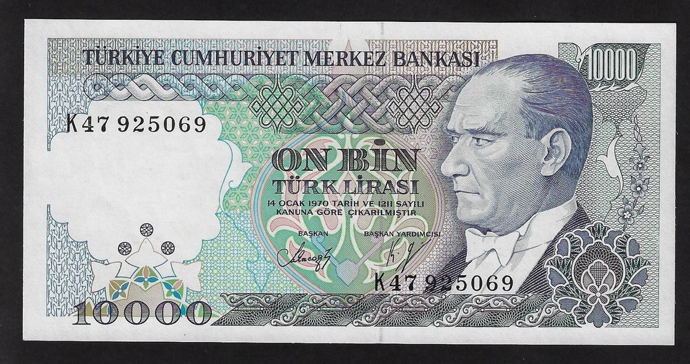 TURKEY  10000 LIRA   1989   P200     GEM UNC