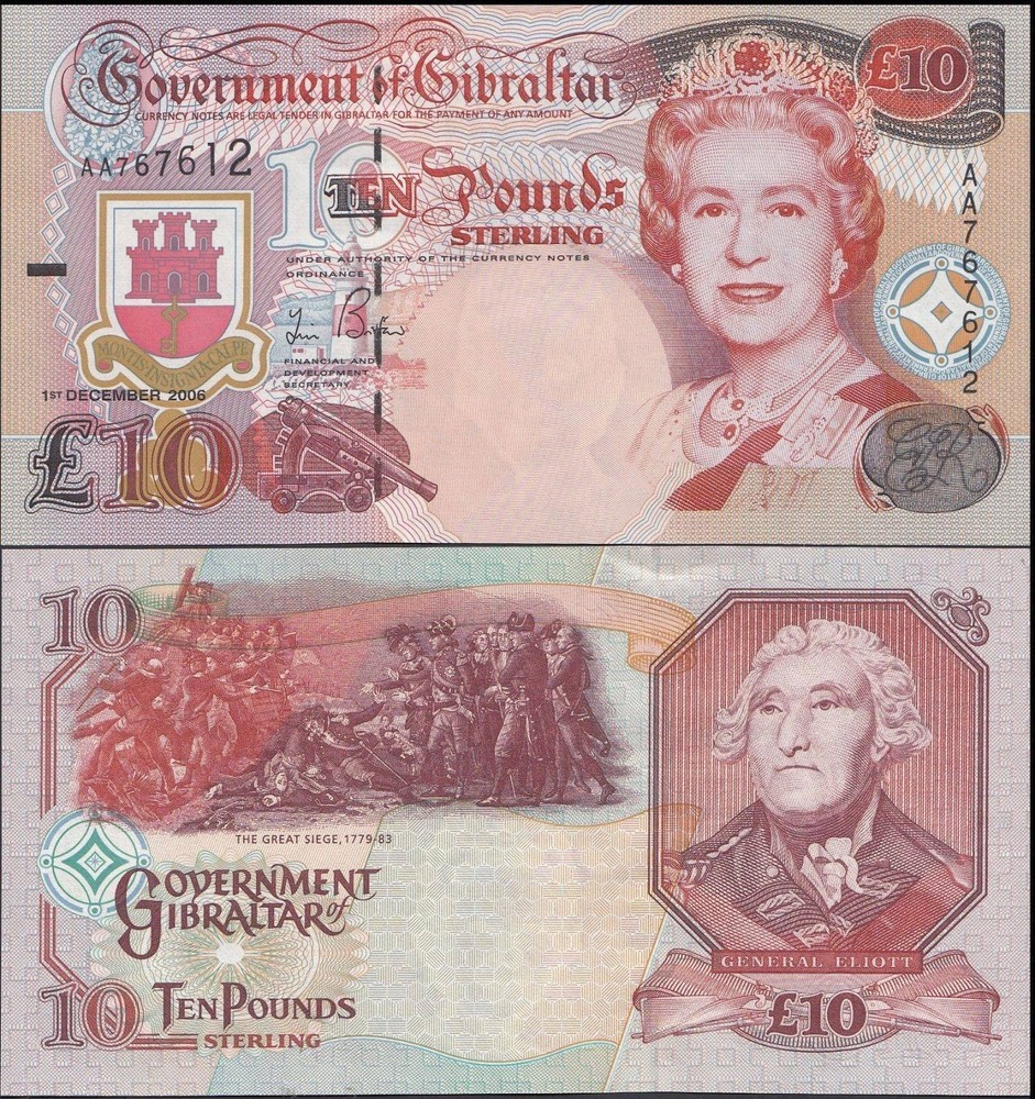 Gibraltar 10 Pounds, 2006, P-32, UNC