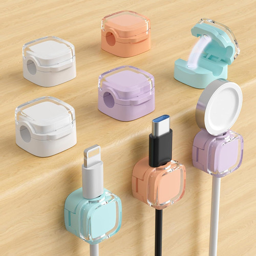 Magnetic Cable Clips, Adjustable Cord Holder 8-Pack Crystal Multicolor