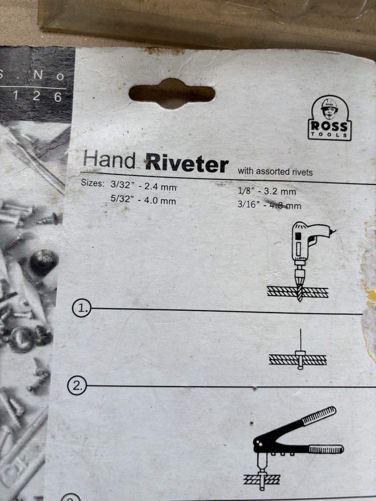ROSS TOOLS MULTI SIZES POP RIVETER RIVETING GUN, WITH SOME POP RIVERTS, In Pack