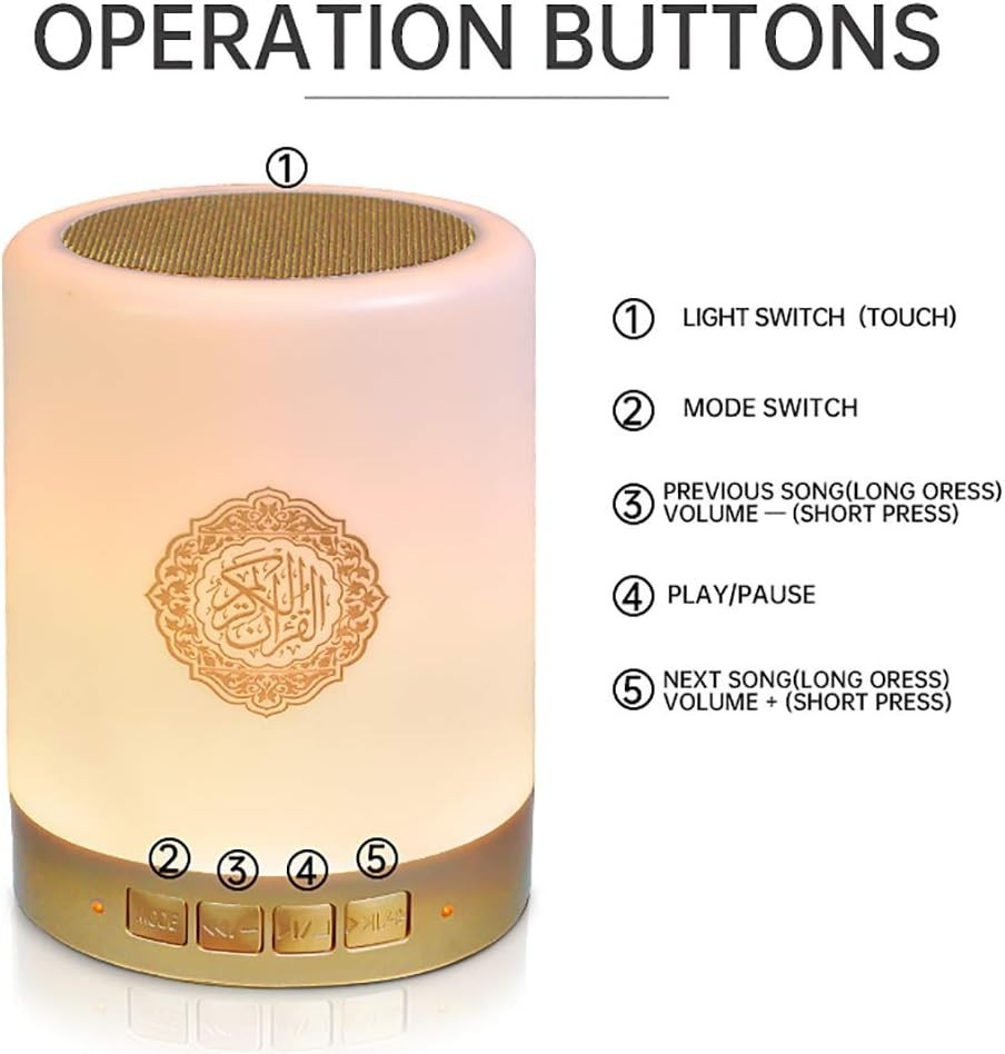 Quran Speaker Lamp Bluetooth Cube with Remote APP Control Quran Recitations