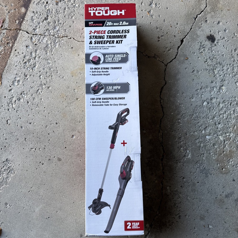 Hyper Tough 20V Max Cordless Combo Kit 10-inch String Trimmer & 130 Mph Sweeper