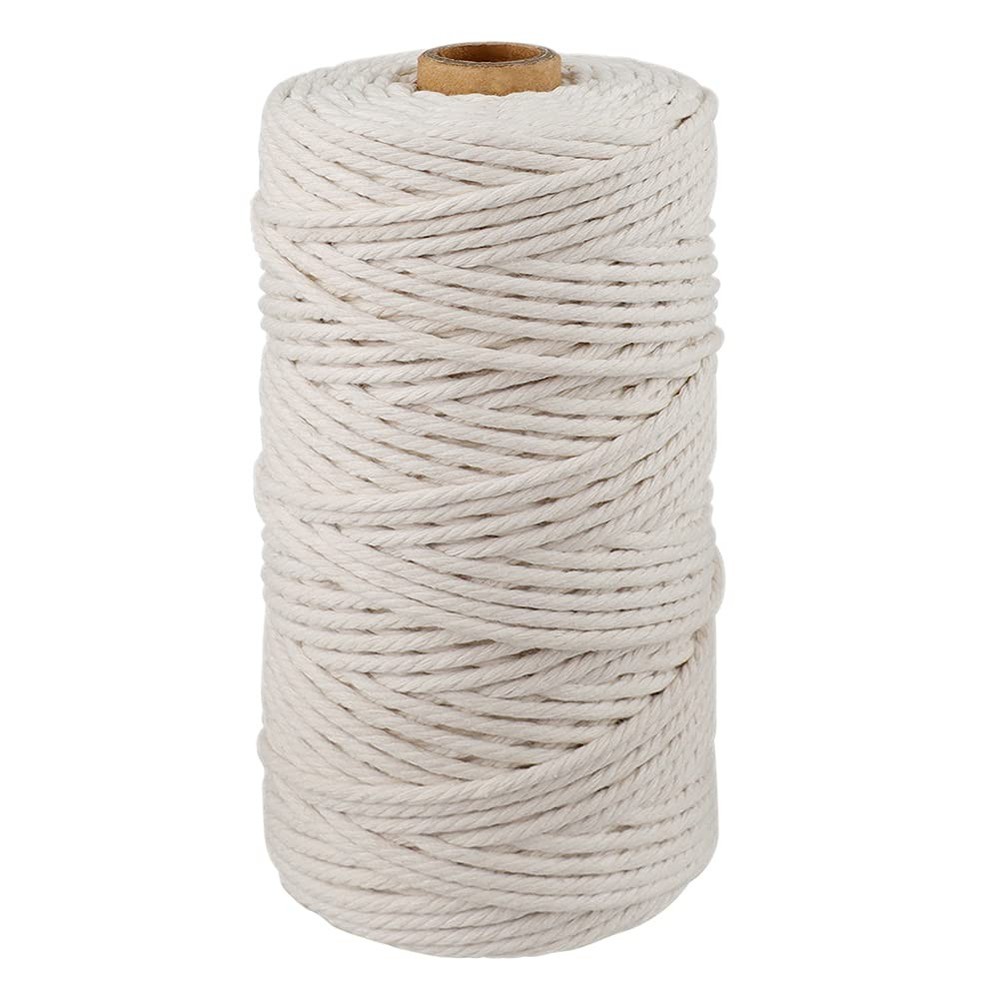 G2PLUS 328 Feet 3mm Natural Cotton String for x 100m, Off White