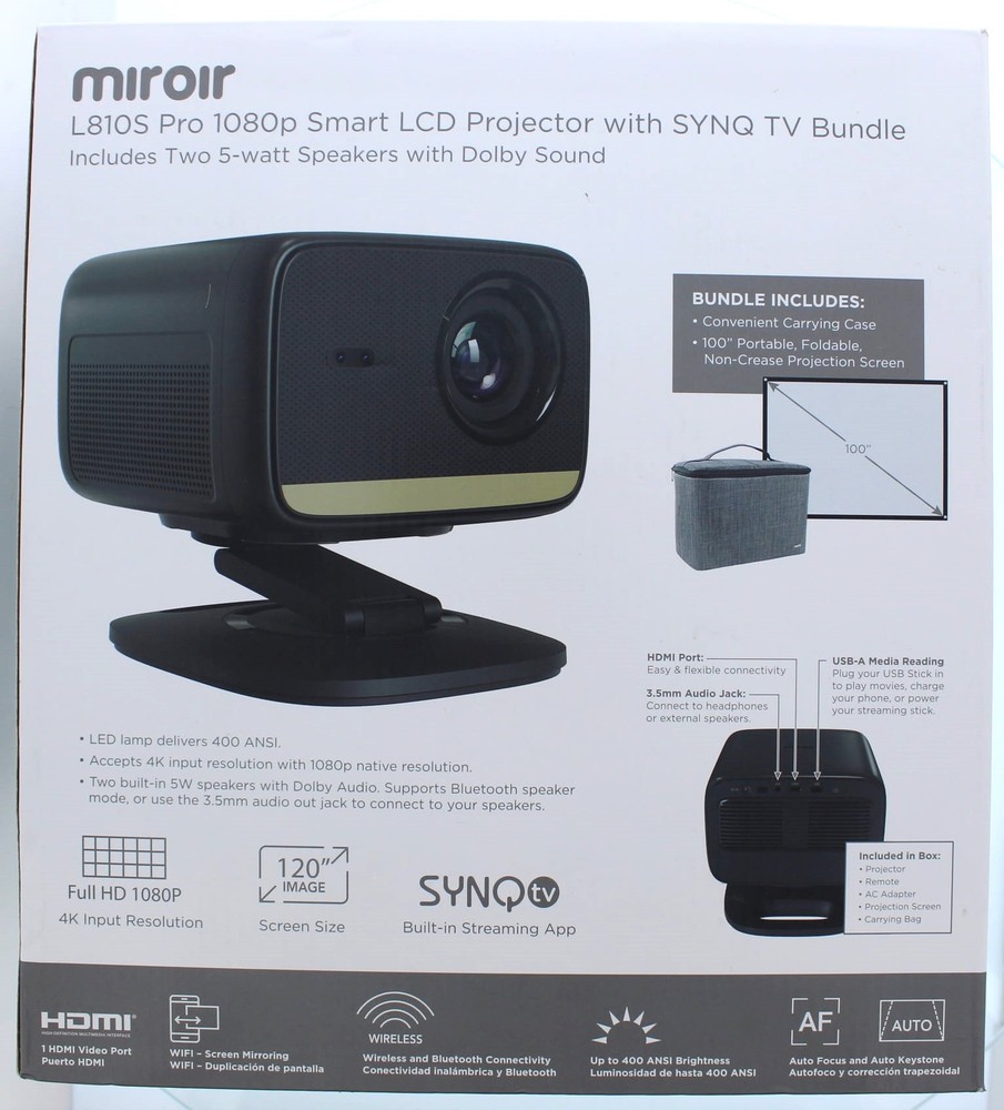 Miroir L810S Pro 1080p Smart LCD Projector With SYNQ TV Bundle
