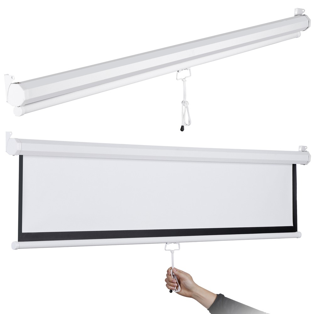 72'' 4:3HD Projection Screen Anti-Crease Projector Movie Screen Manual Pull Down