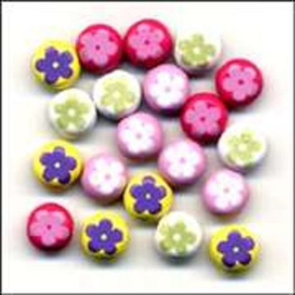 JAZZY FLOWER SCRAPBOOKING DECORATIVE BRADS BUTTONS GALORE 20 PCS