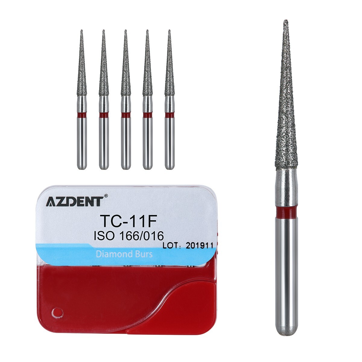 100Pcs AZDENT Dental Diamond Burs Kit for High Speed Handpiece Medium FG 1.6MM