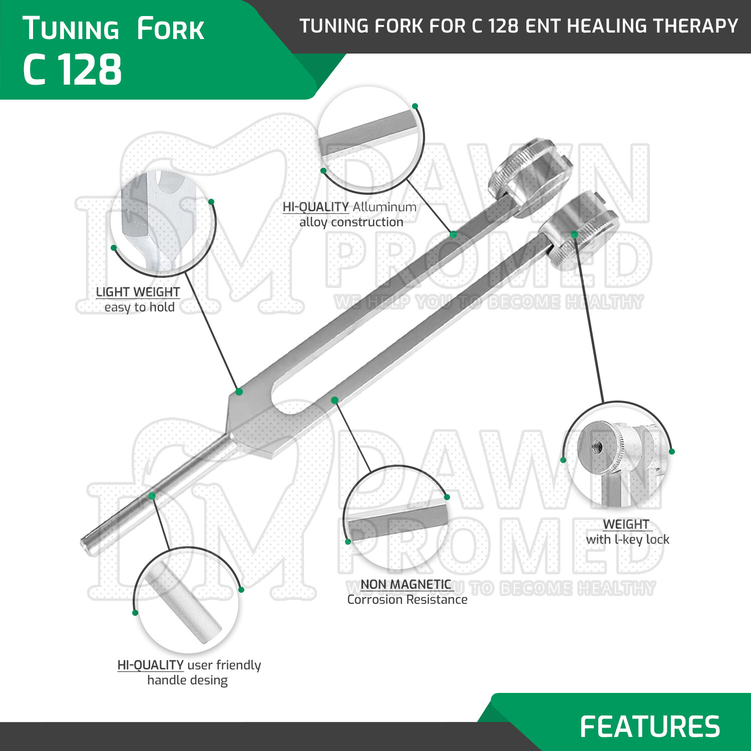 Tuning Fork Set of 7 For Healing Therapy Medical surgical diagnostic instruments
