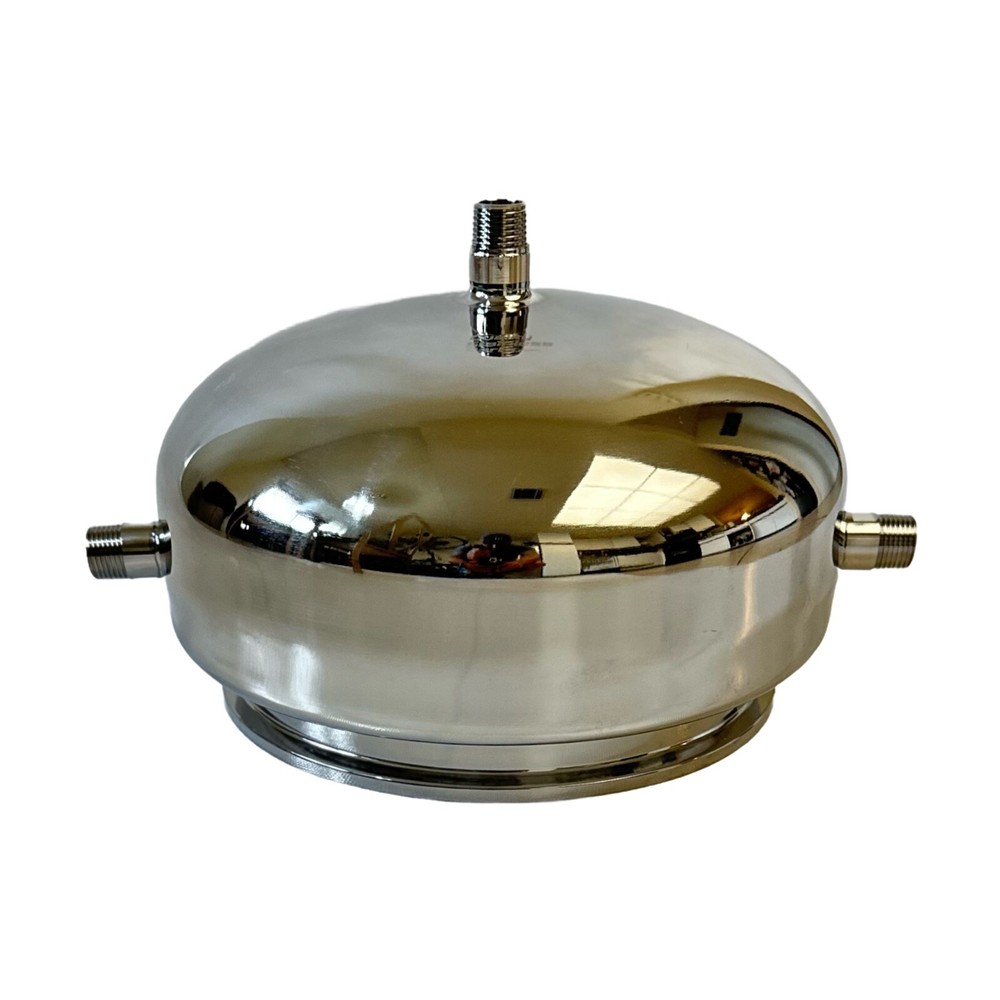 Jacketed Hemispherical Splatter Platter Reducer with 1/2" MNPT Drain Port