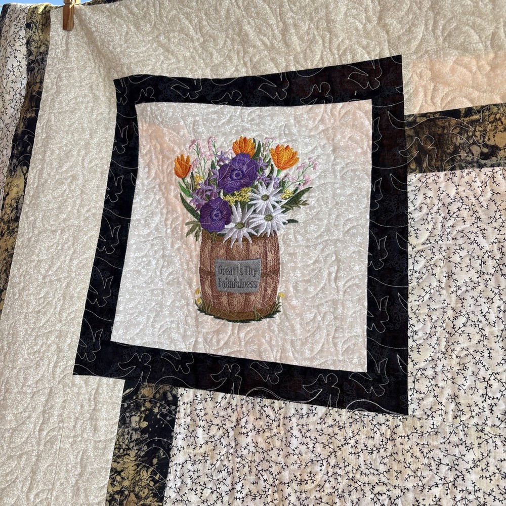 Machine Sewn Handmade Twin Size Quilt And Pillow