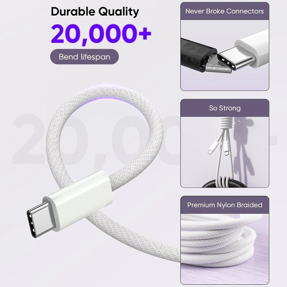 3FT USB-C to USB-C Cable Type C Charging Cable For iPhone 15 Plus 15 Pro Max