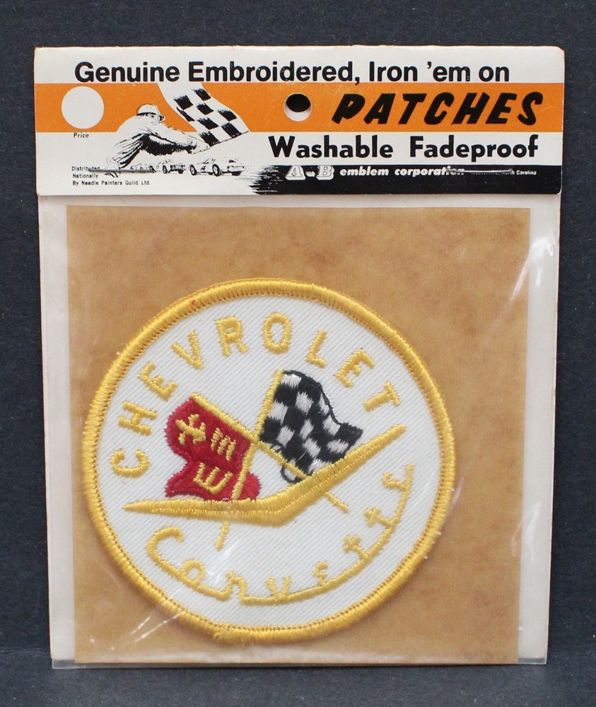 A-B Emblem Round Iron-on Corvette Patch NOS in Package 1970 USA Made