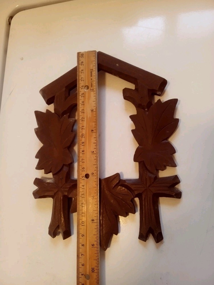 Vintage Cuckoo Clock Wood Carved Front Dressing