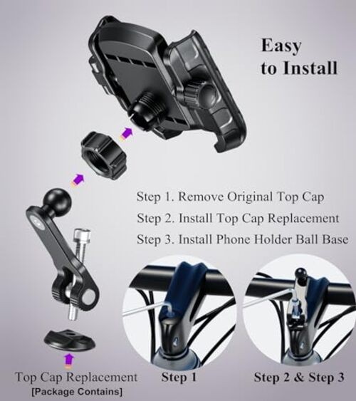 Bike Fork Stem Phone Mount Holder [Camera Friendly] [1s Lock & Release]