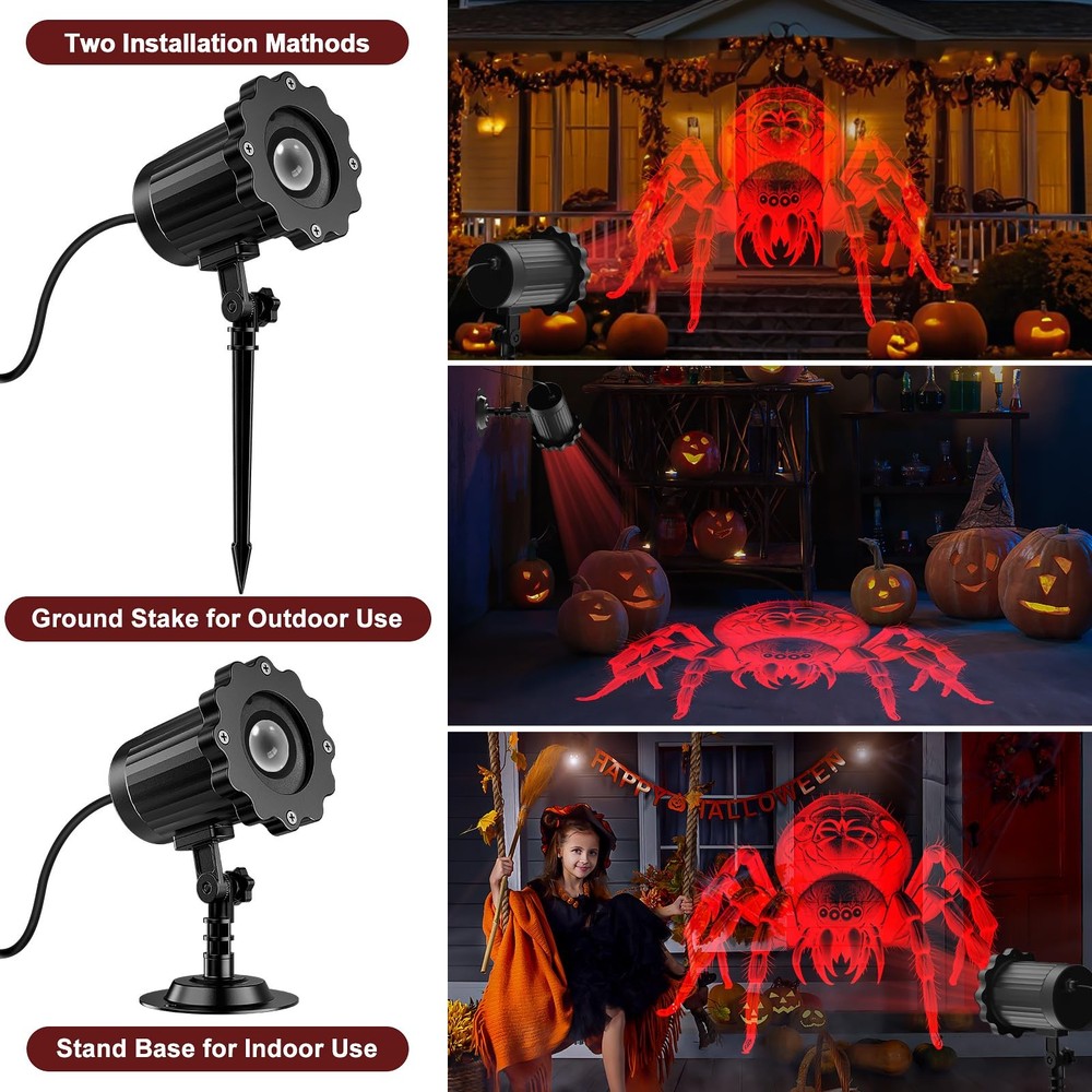 Halloween Projector Lights Outdoor Indoor - 3D Dynamic Red