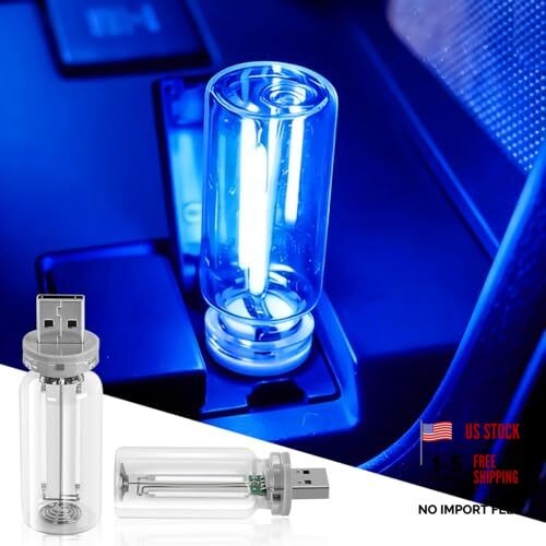 2PCS USB LED Lights for Car Interior - Mini Ambient Lighting - Blue