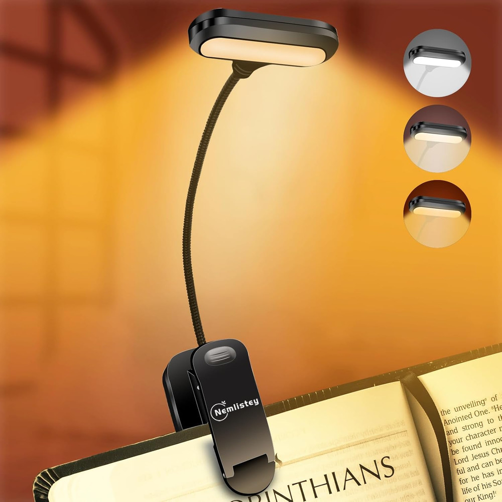 Flexible Rechargeable LED Book Light With 3 Light Modes Easy Clip Reading Lamp