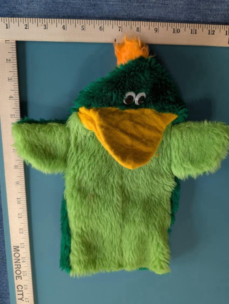 Vintage Duck Hand Puppet Green