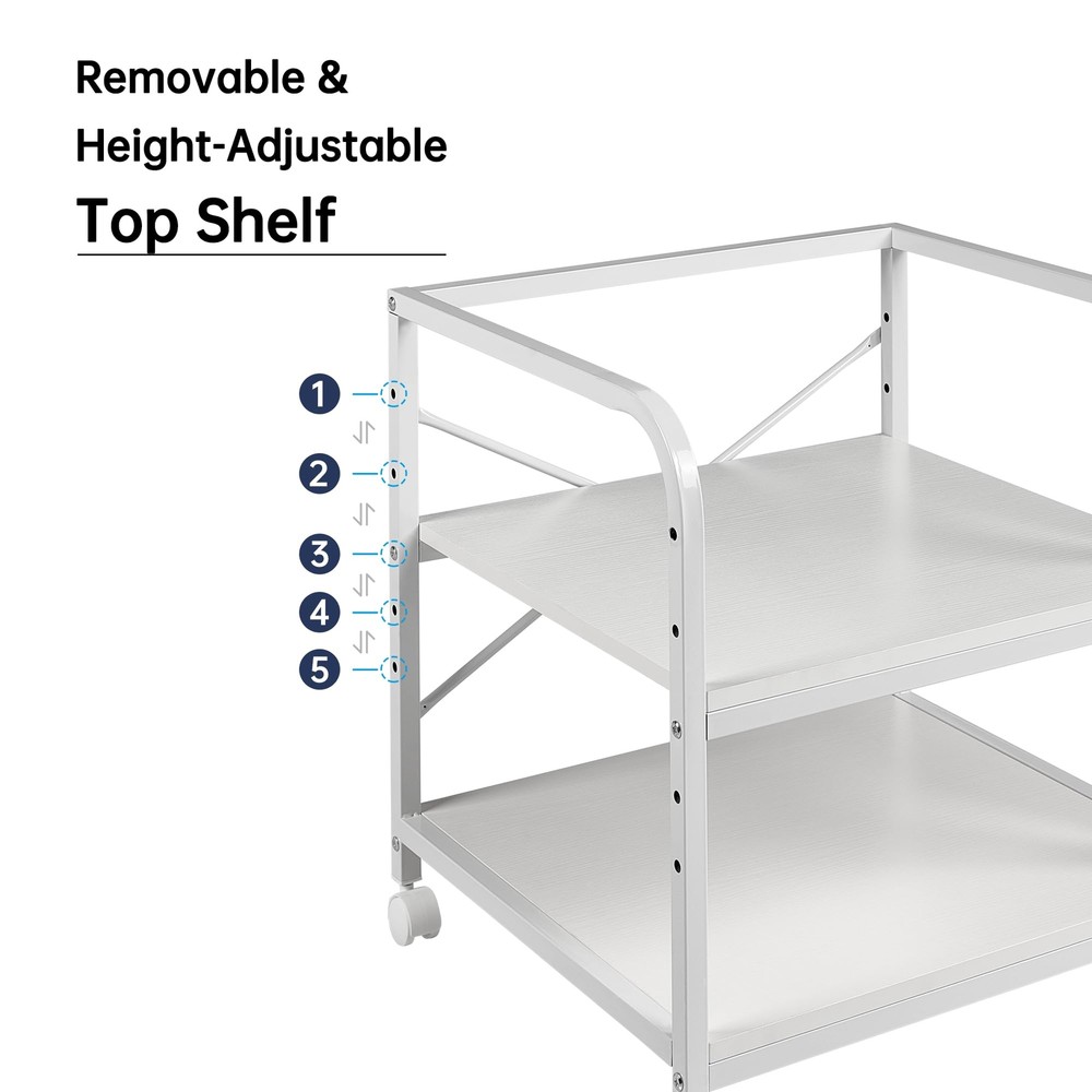 20 Inches Deep Large Printer Stand 2 Tier Under Desk Table with Height