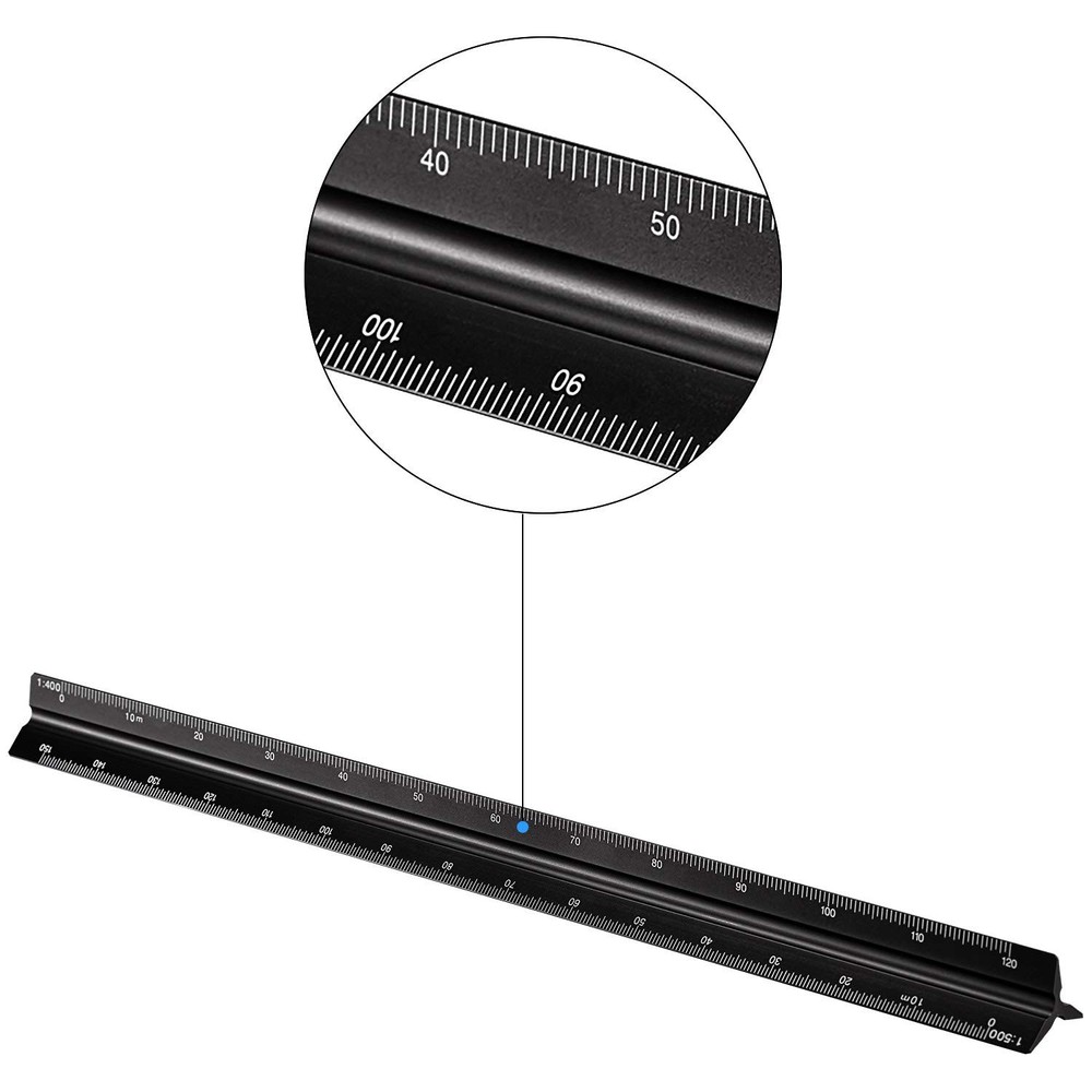 6 Pcs Triangular Ruler Set 12 Inch Engineering Scale Aluminum Architect Draft...