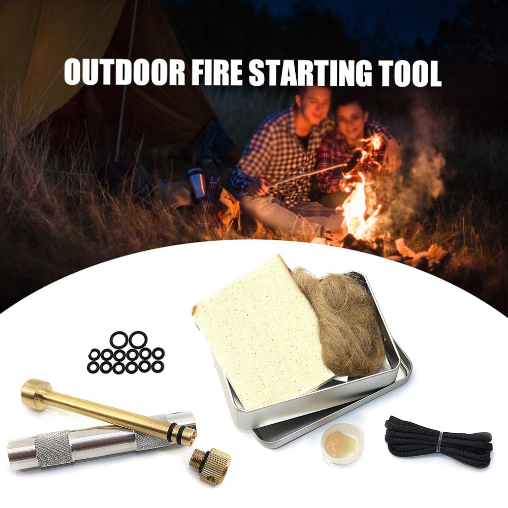 Fire Piston Fire Starter Kit Fire Starting Tool For Outdoor Camping Hiking IUIR