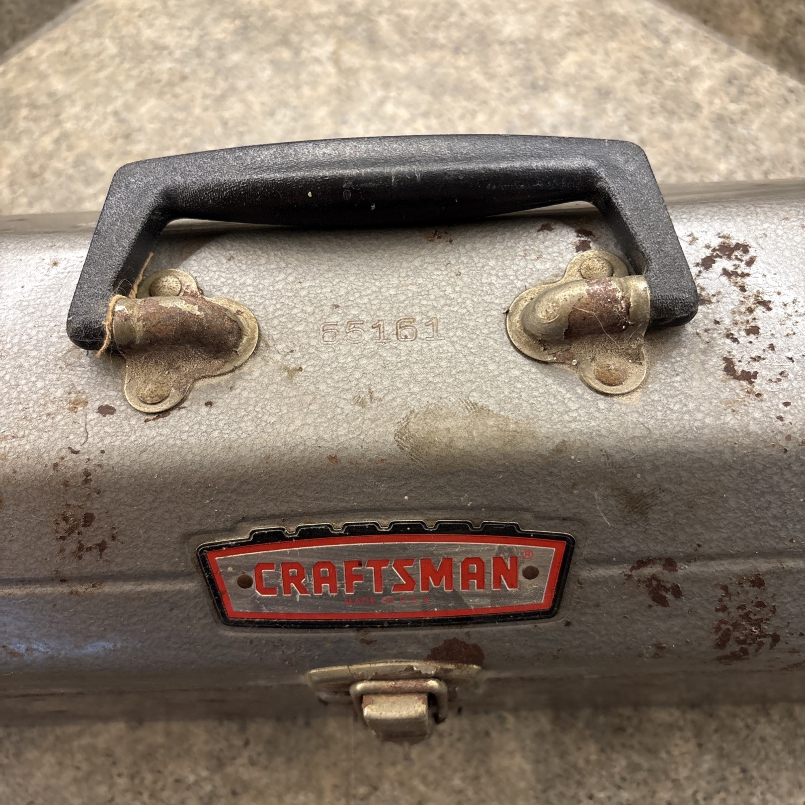 VINTAGE CRAFTSMAN 19-3/4" TOMBSTONE STEEL TOOL BOX, 65161, w/ TRAY