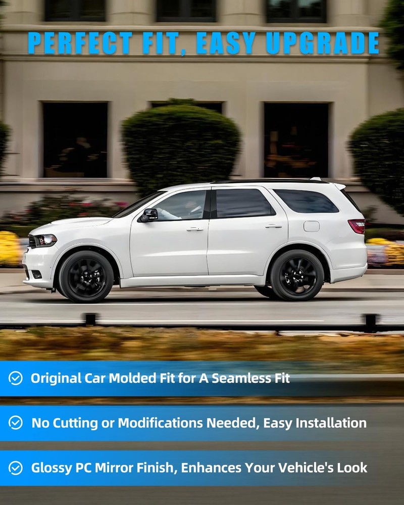 Door Window Trim for Dodge Durango 2011-2020, Glossy Black Window Pillar Post...