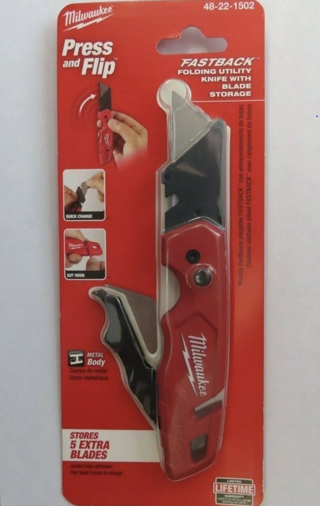 Milwaukee FASTBACK Folding Utility Knife with Blade Storage 48-22-1502