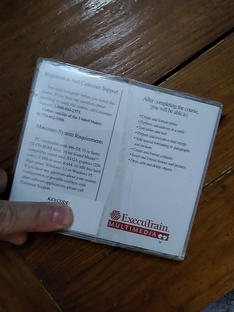 Vintage Microsoft Word Windows 95 Version 7.0 Brand New W/Key Code Executrain