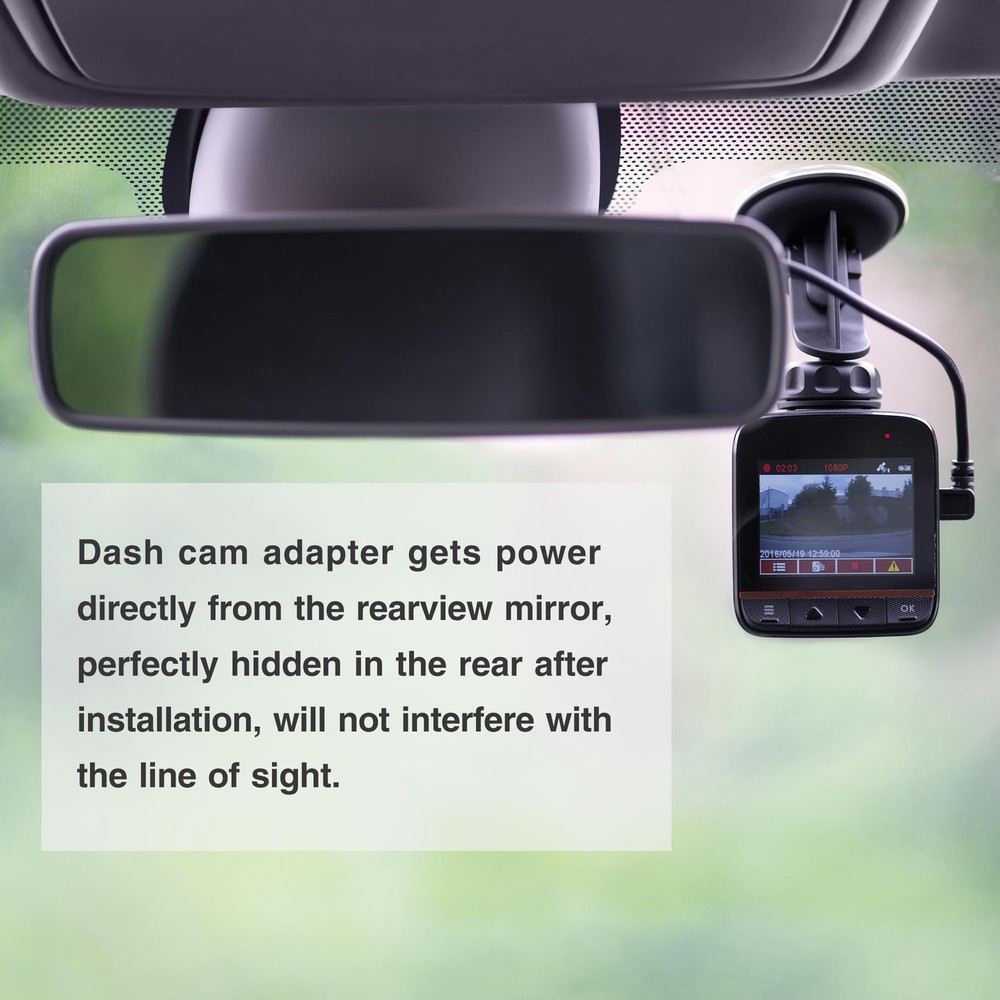 Naponal GPS Dash Cam Power Adapter, (5Pin Type E Connector) Mirror Black