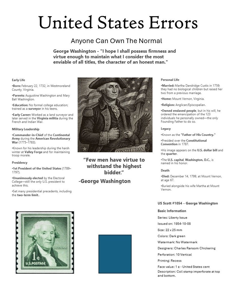 Centsational Custom Presentation Panel For Error SN 1054 - 8.5” X 11”