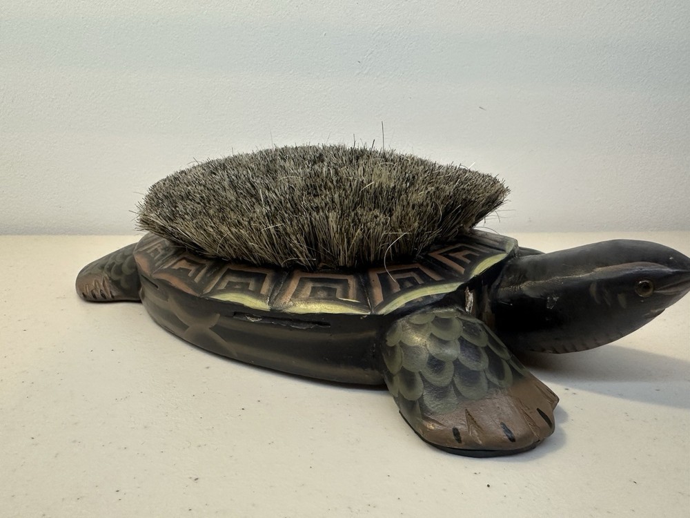 Carved Wooden Turtle Tortoise Shoe/Boot Scraper Brush