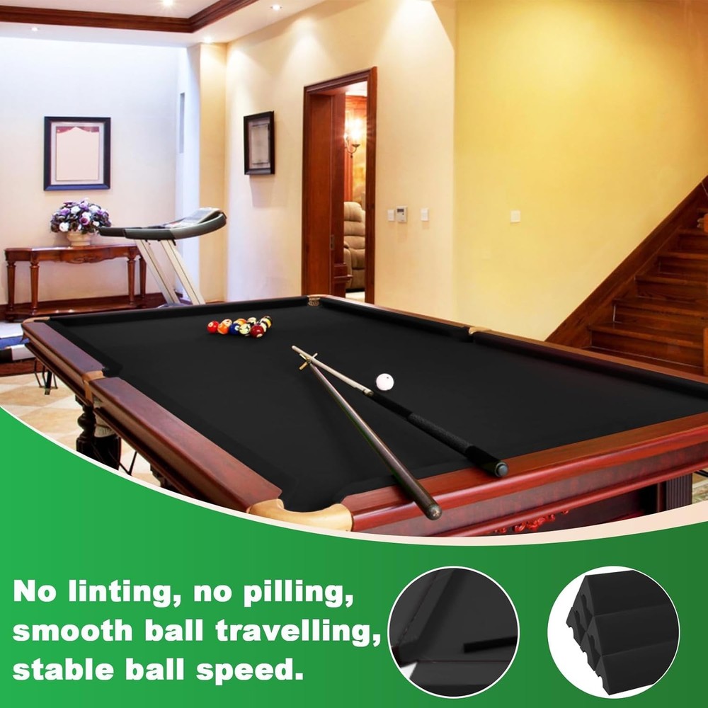 K66 Pool Table Felt and Bumpers Kit, Professional 8Ft Replacement Kit Rail Cushi