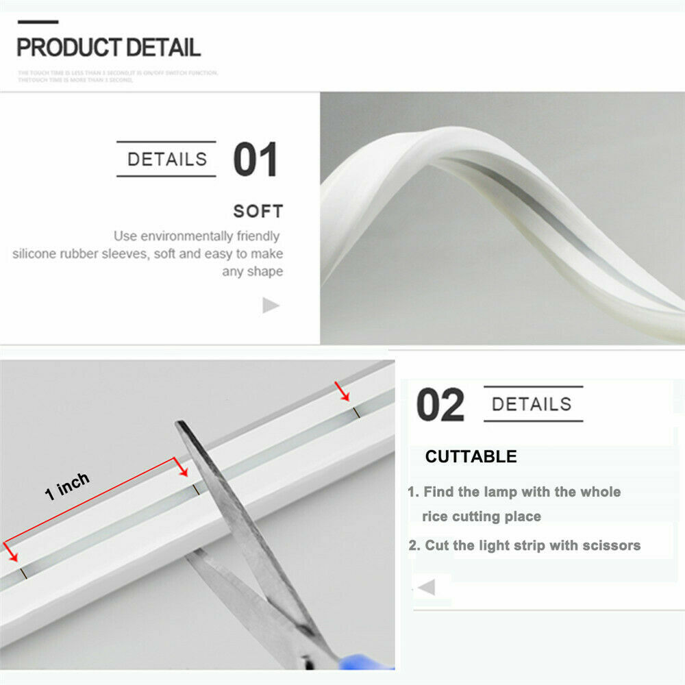 12V Flexible LED Strip Waterproof Sign Neon Lights Silicone Tube 1M 5M or 50M