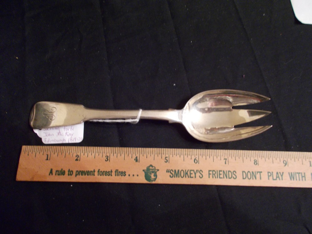 Antique Scottish Silver Serving Fork, Edinburgh, 1819-1820, John McKay