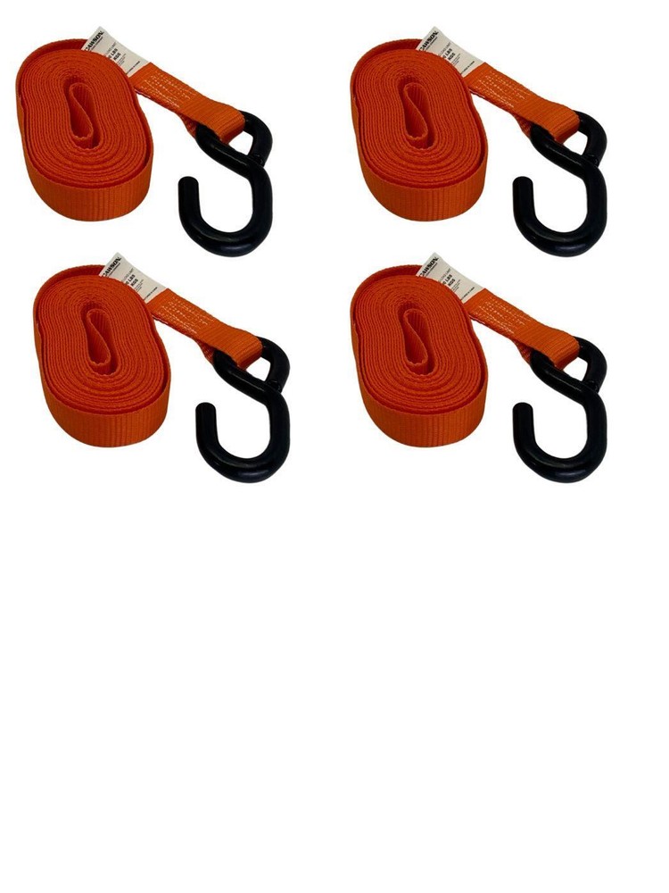1"X16' Ratchet Strap with S-Hook 4 Pack